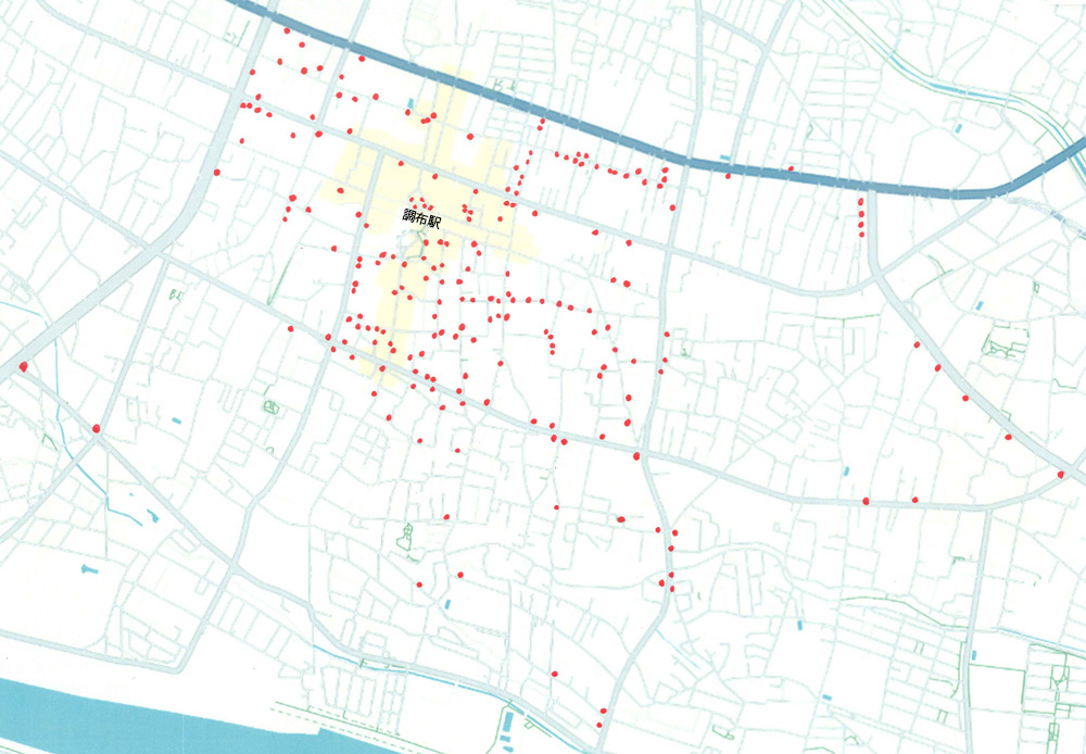 吸い殻が3本以上落ちていた場所